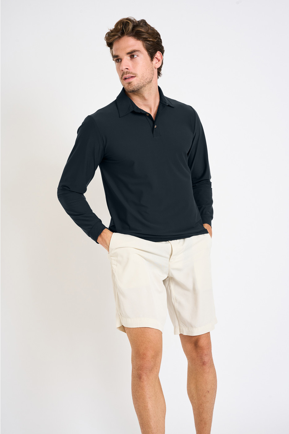 Polo manches longues bleu marine CARL BAIABLUE - 6