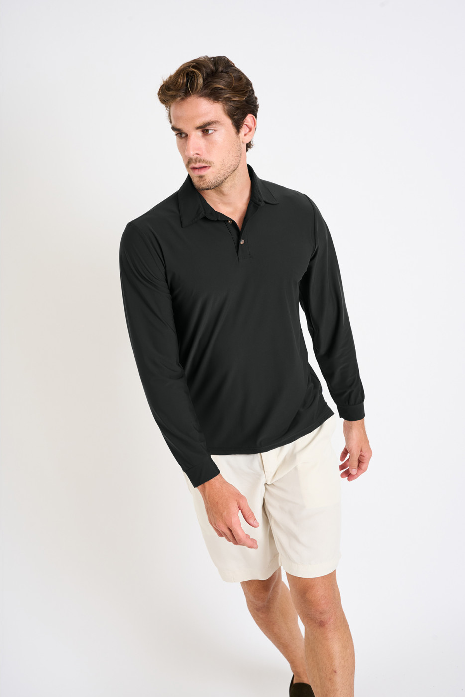 Polo manches longues noir CARL BAIABLUE - 6