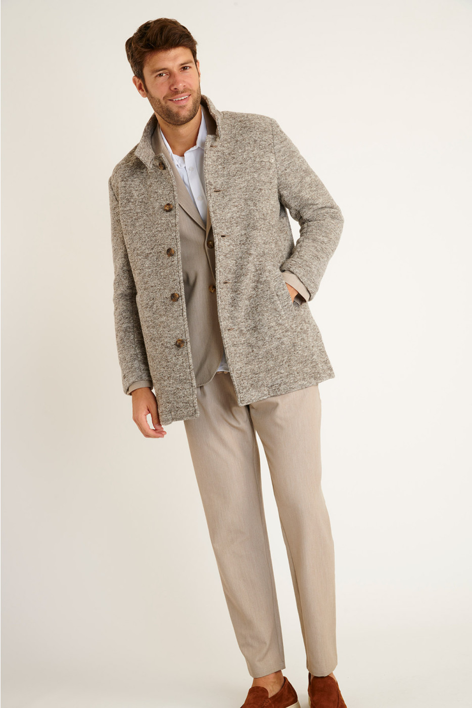 MANTEAU GRIS UMBERTO KARALIS - 7