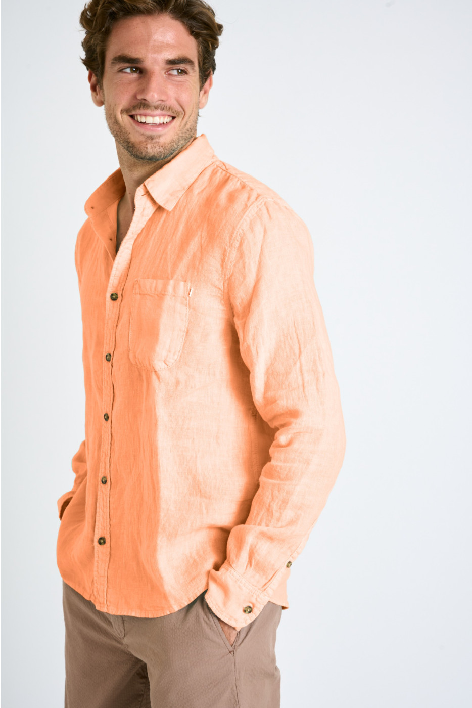 Chemise en lin corail CHEMISEML LINDYE