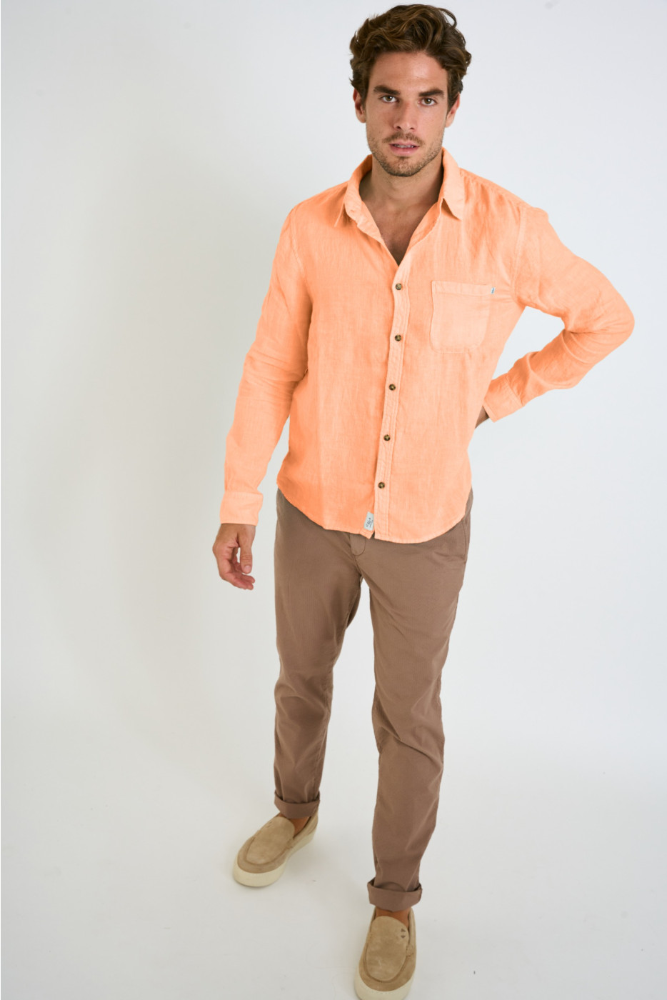 Chemise en lin corail CHEMISEML LINDYE
