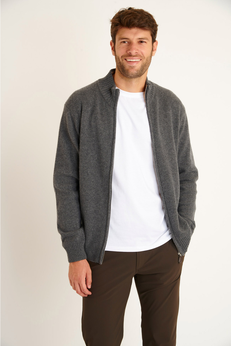 Veste en maille grise Alvaro TREVISE - 1