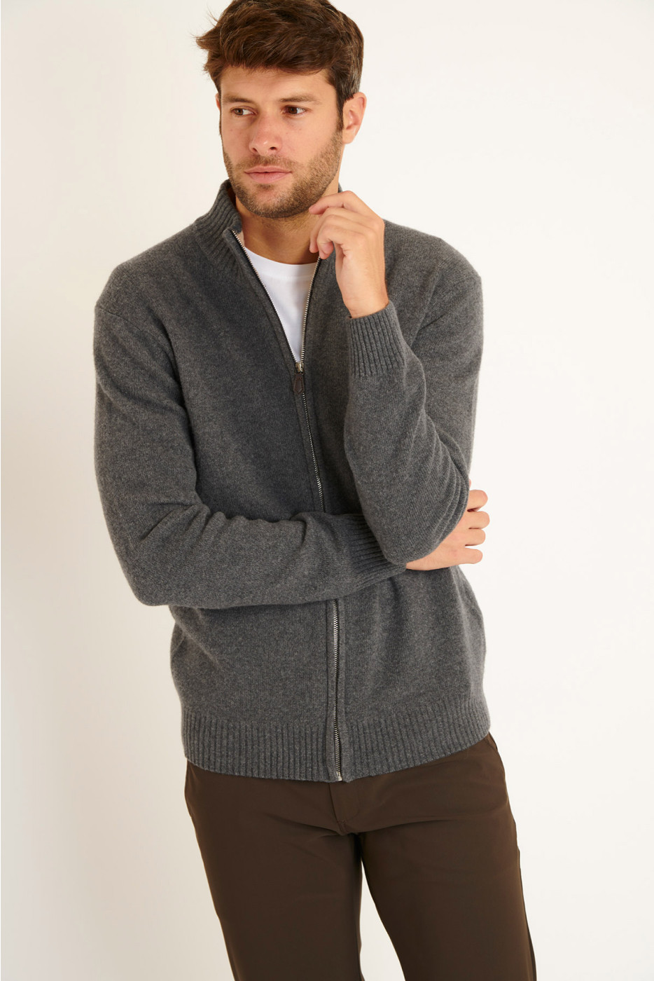 Veste en maille grise Alvaro TREVISE - 2