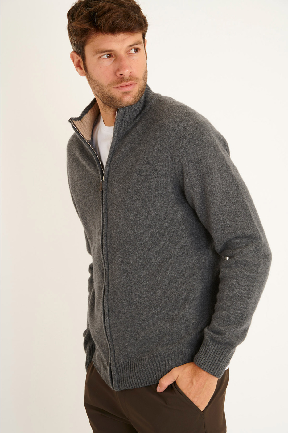 Veste en maille grise Alvaro TREVISE - 3