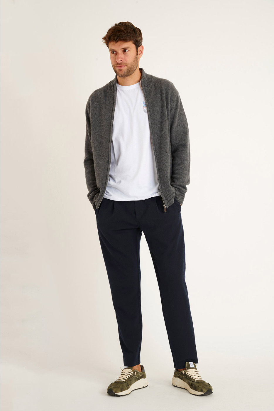 Veste en maille grise Alvaro TREVISE - 5