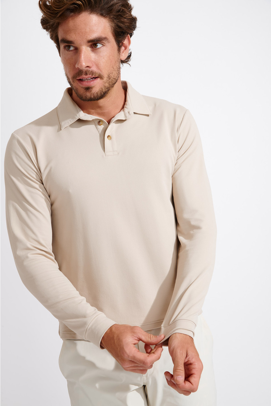 Polo manches longues beige CARL PAGANI - 2
