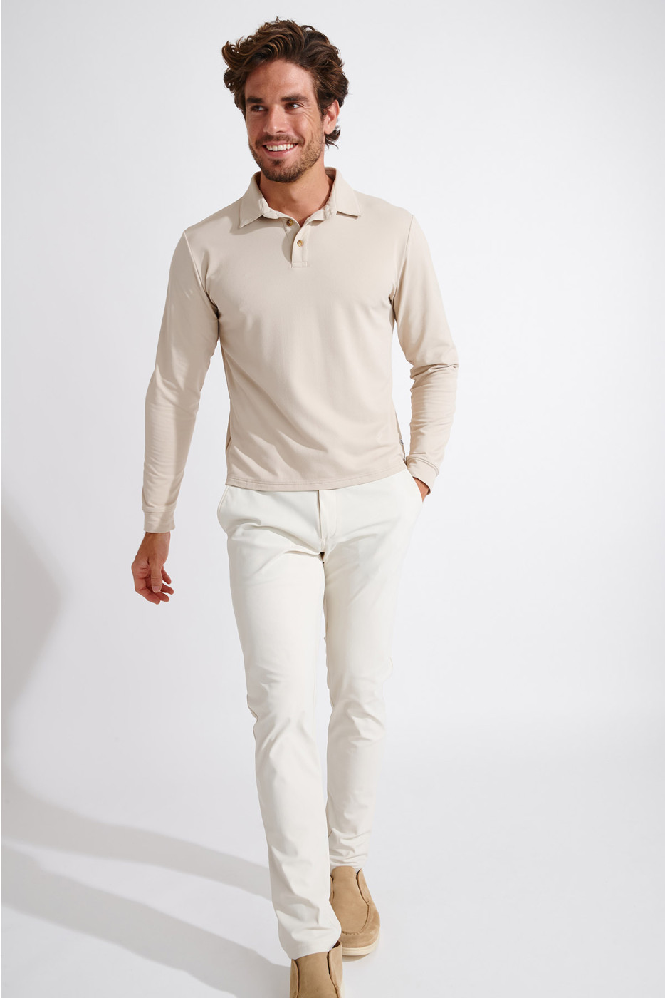 Polo manches longues beige CARL PAGANI - 3