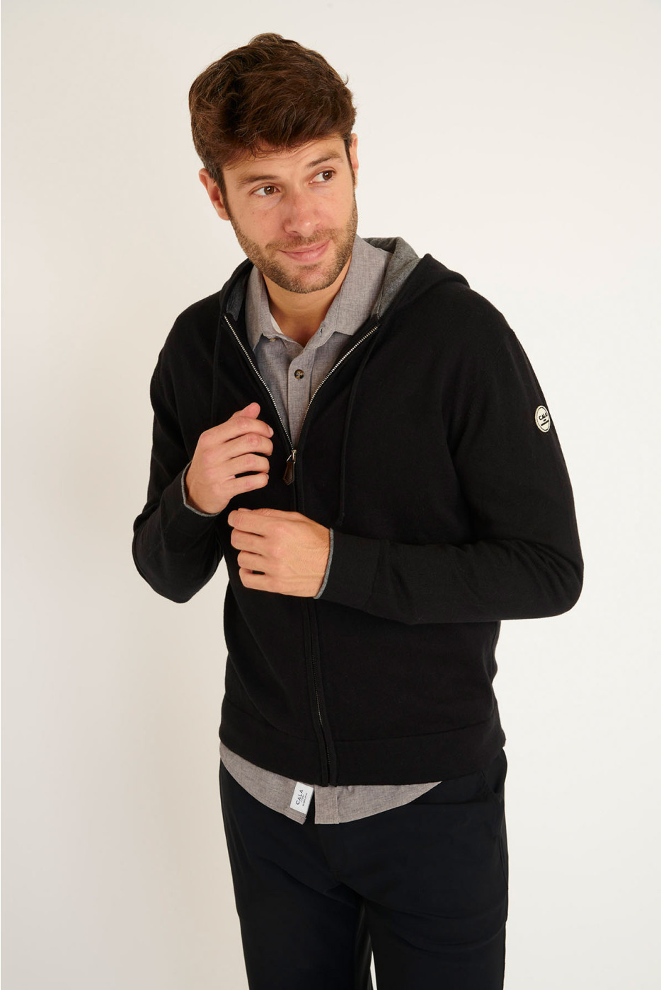 GILET A CAPUCHE NOIR LUCA MONZA - 2