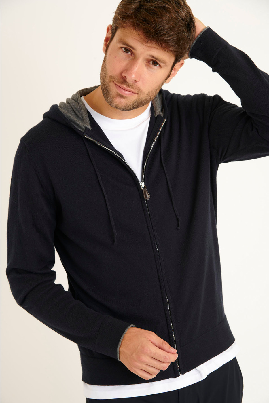 GILET A CAPUCHE MARINE LUCA MONZA - 1