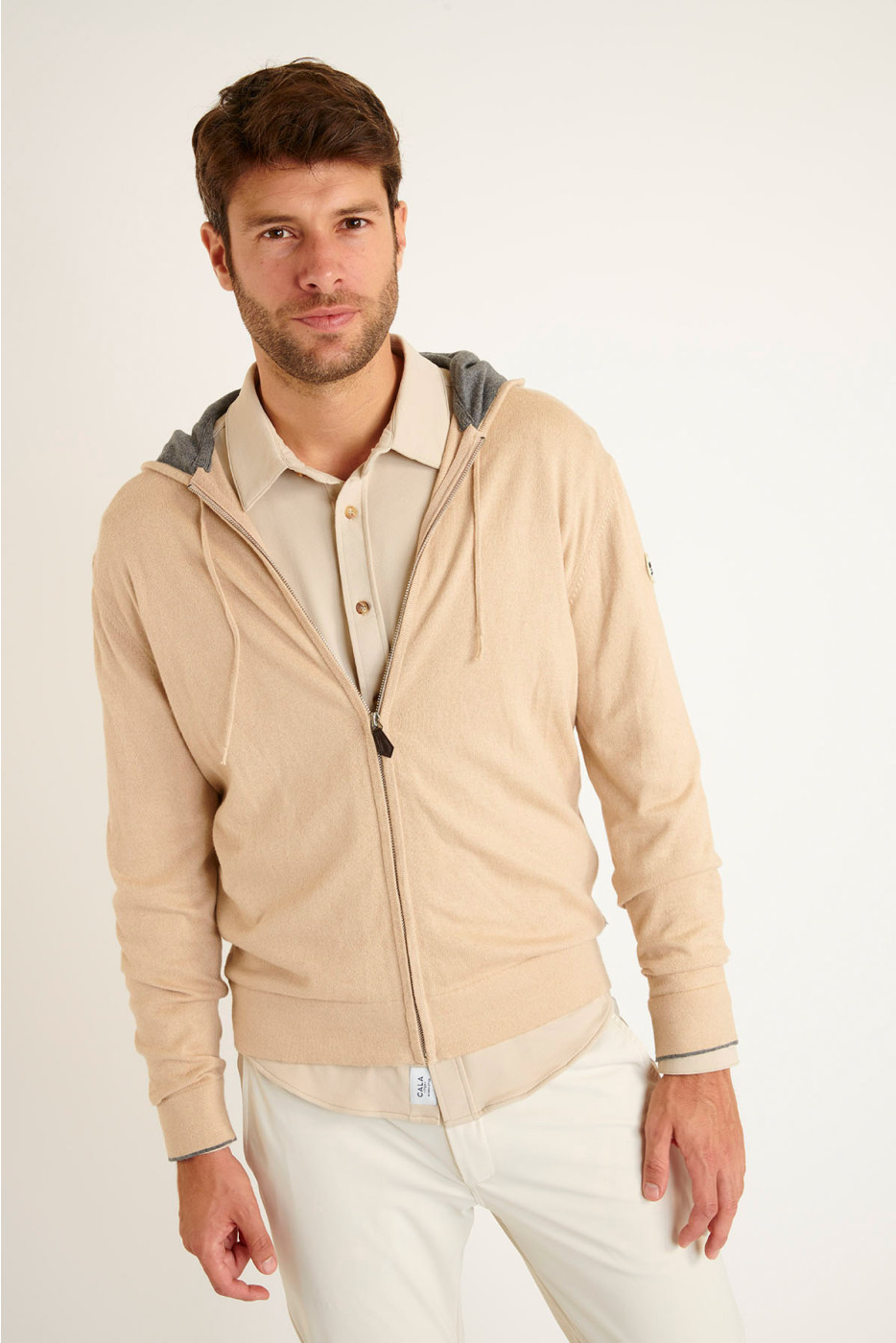 Gilet à capuche beige Luca MONZA - 1