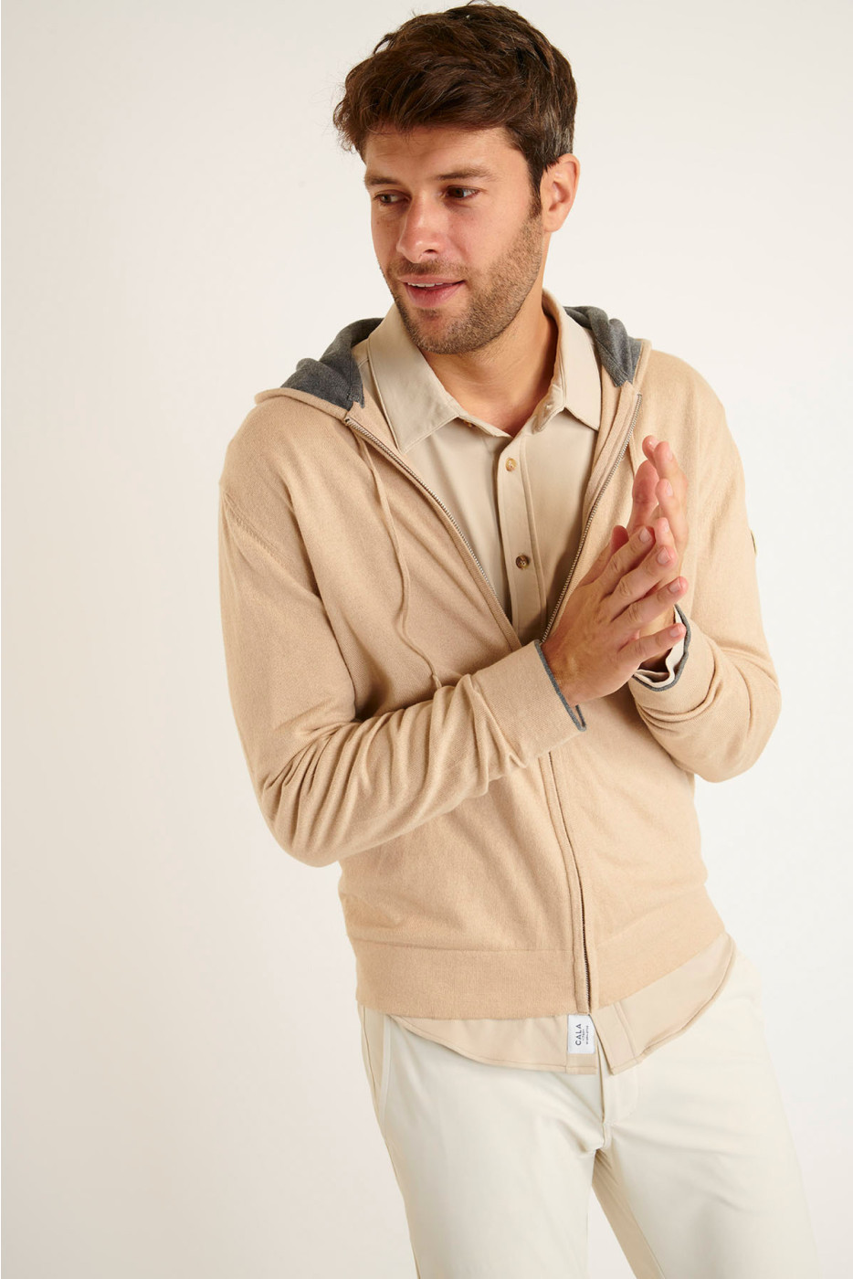 Gilet à capuche beige Luca MONZA - 2