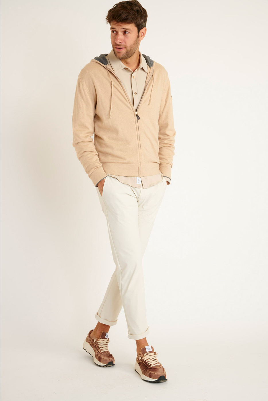 Gilet à capuche beige Luca MONZA - 4