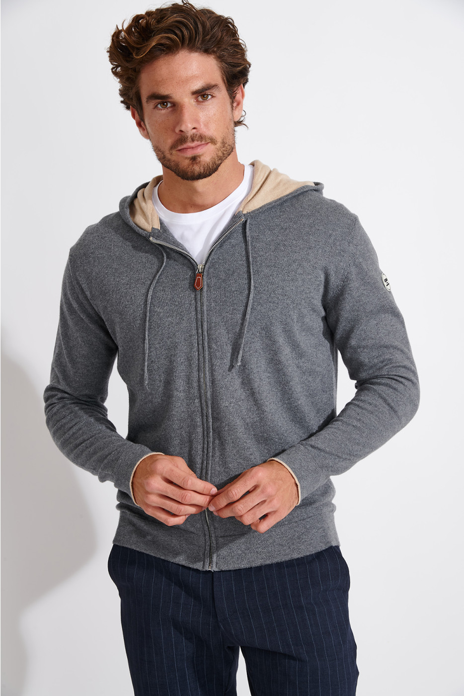 Gilet à capuche gris chiné Luca MONZA - 2