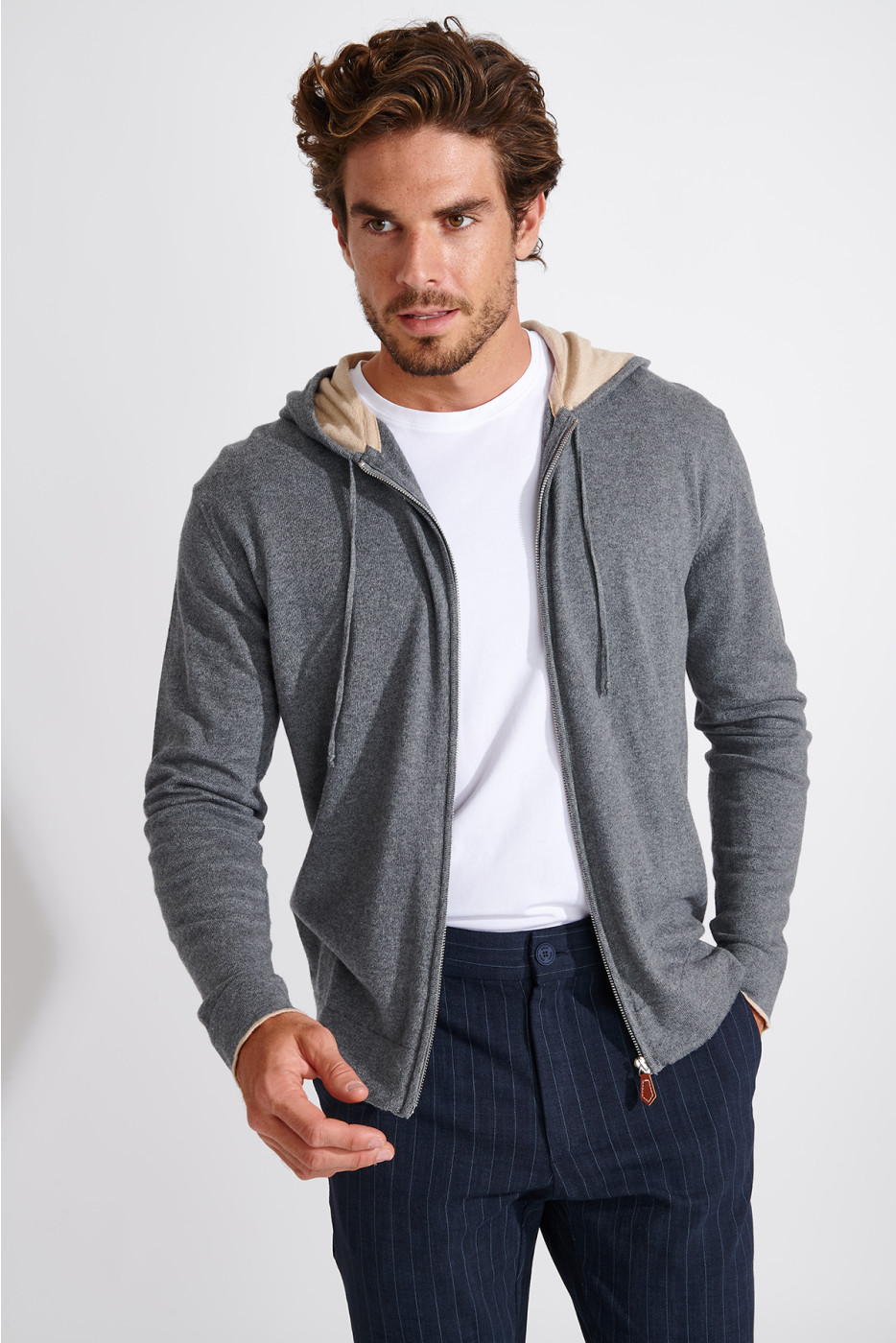 Gilet à capuche gris chiné Luca MONZA - 6