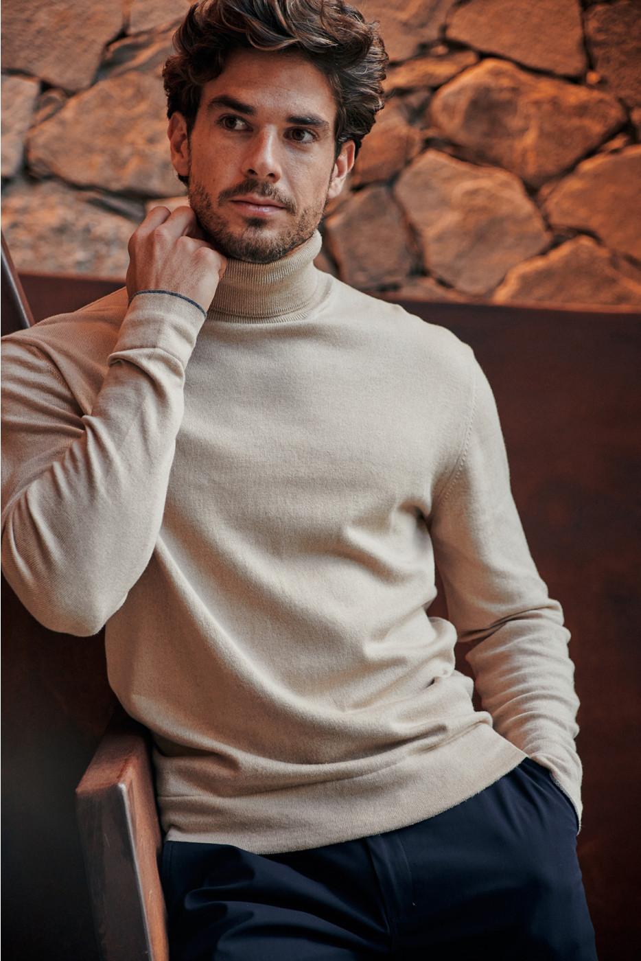 PULL COL ROULÉ BEIGE SILVIO MONZA - 3