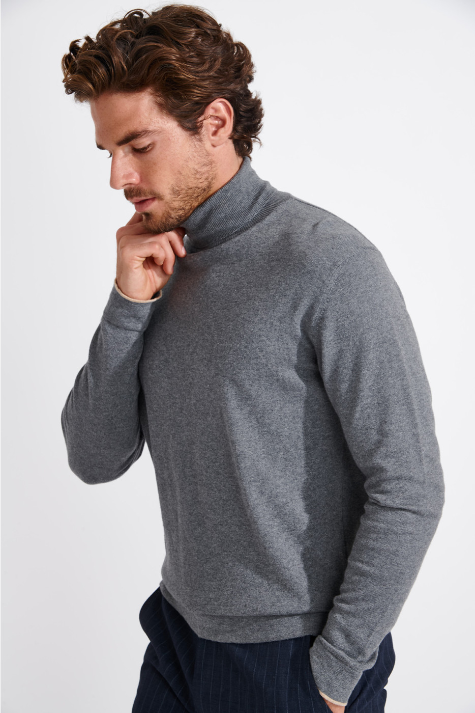 PULL COL ROULÉ GRIS CHINE SILVIO MONZA - 7