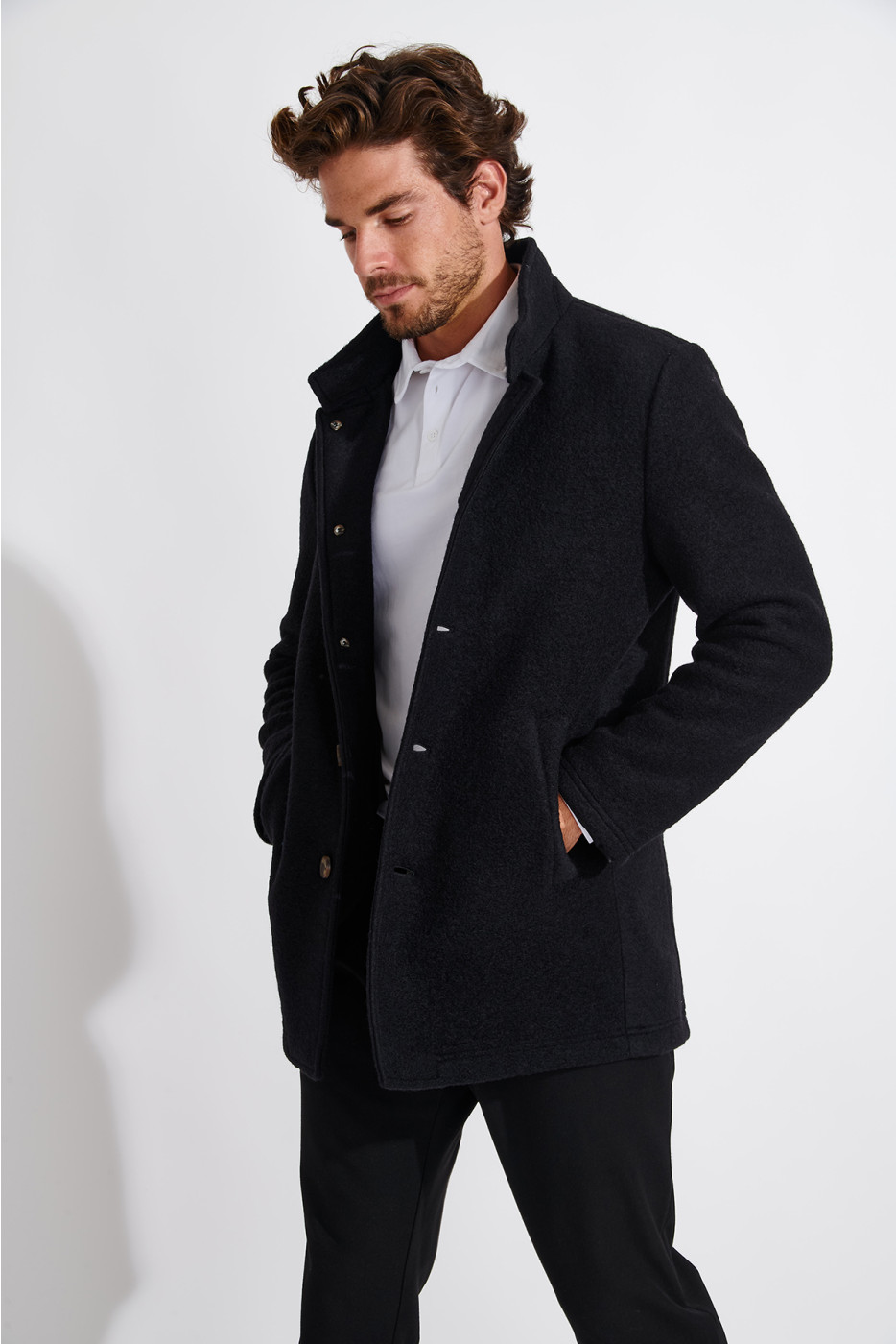 MANTEAU NOIR UMBERTO KARALIS - 2