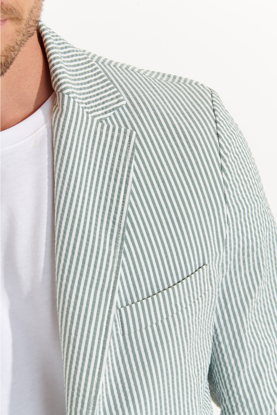 Veste rayée vert NIKO CALVI - 3