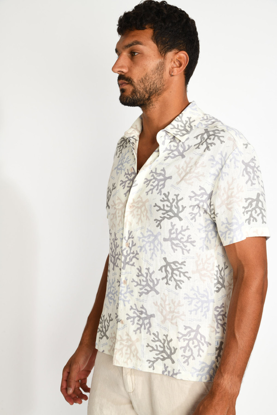 Chemise écrue imprimé corail STEFANO AGORA