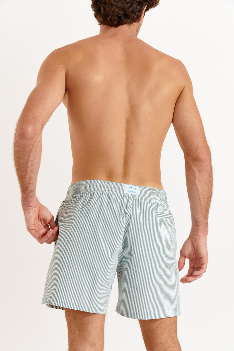 Short de bain rayé vert SWIMSHORT CALVI - 2