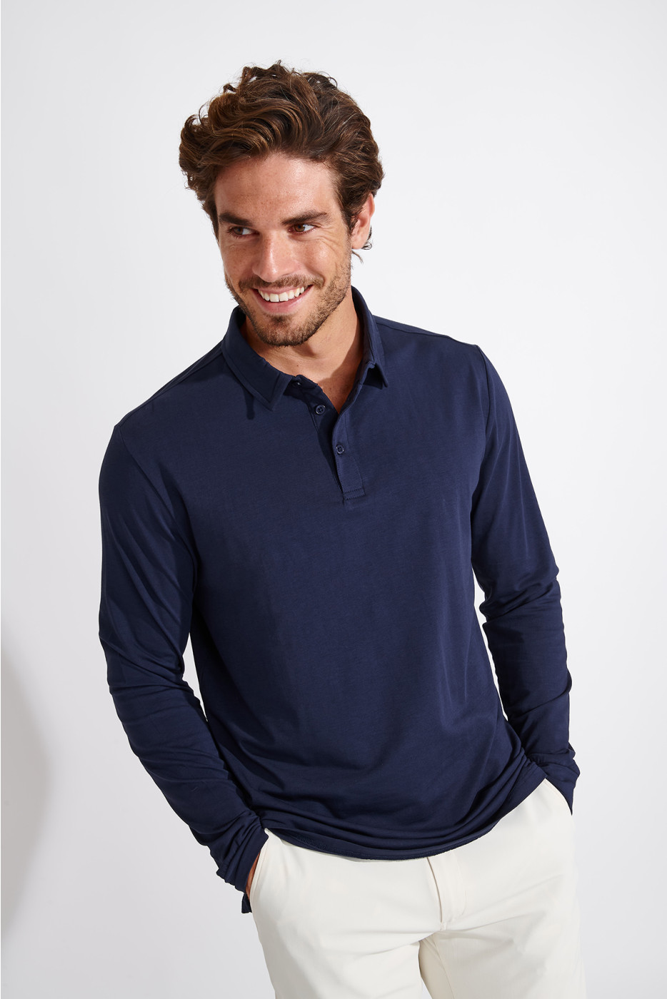 Polo marine manches longues CARL TERZO - 2