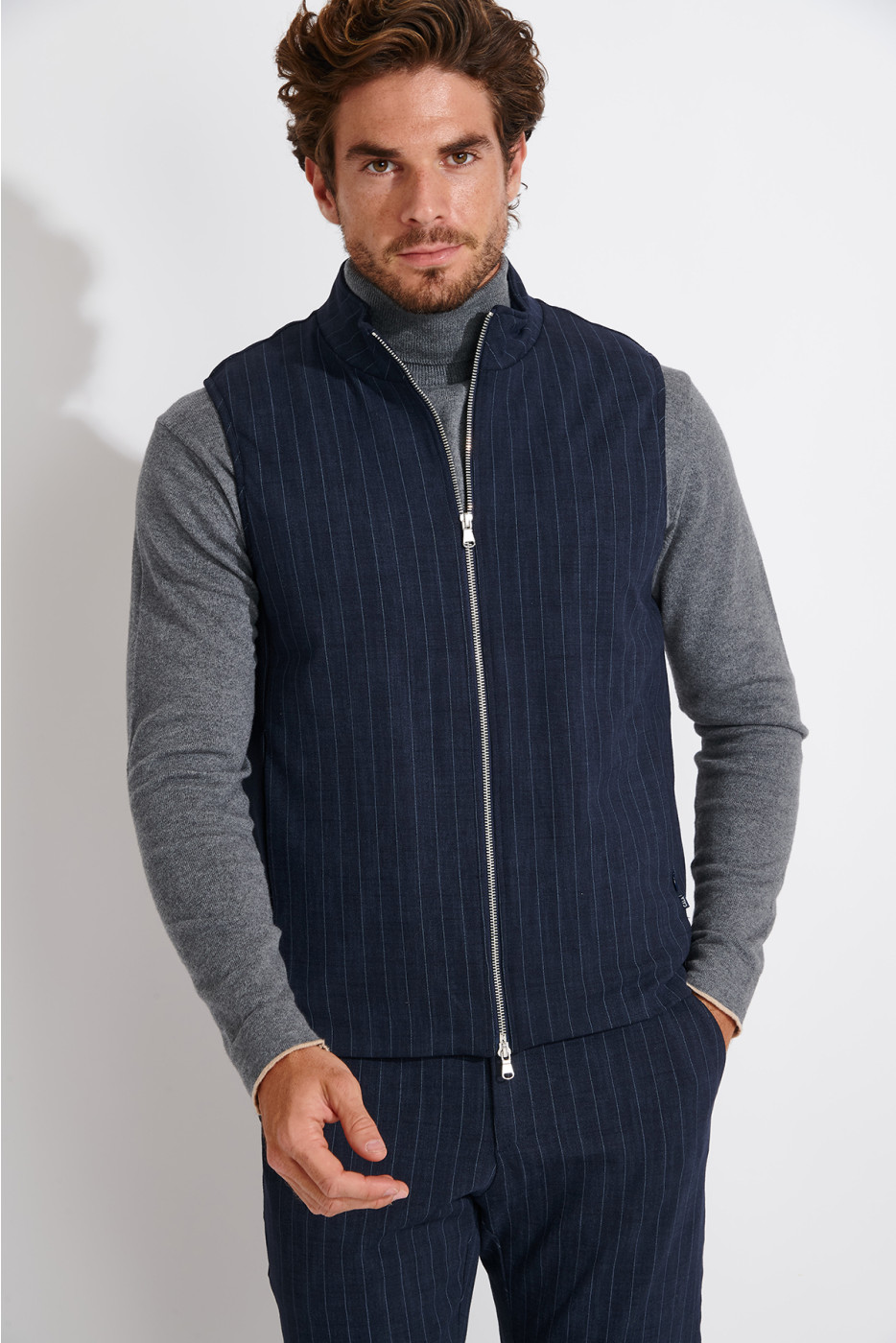 Veste sans manche bleu marine MARKUS SORENTO - 4