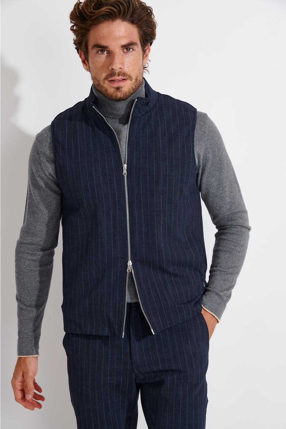 Veste sans manche bleu marine MARKUS SORENTO - 3