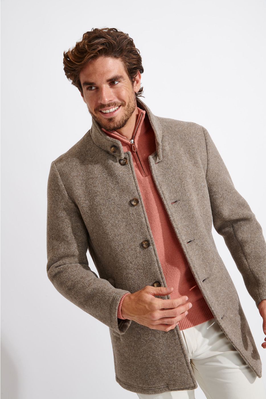 Manteau taupe UMBERTO TAIGA - 7
