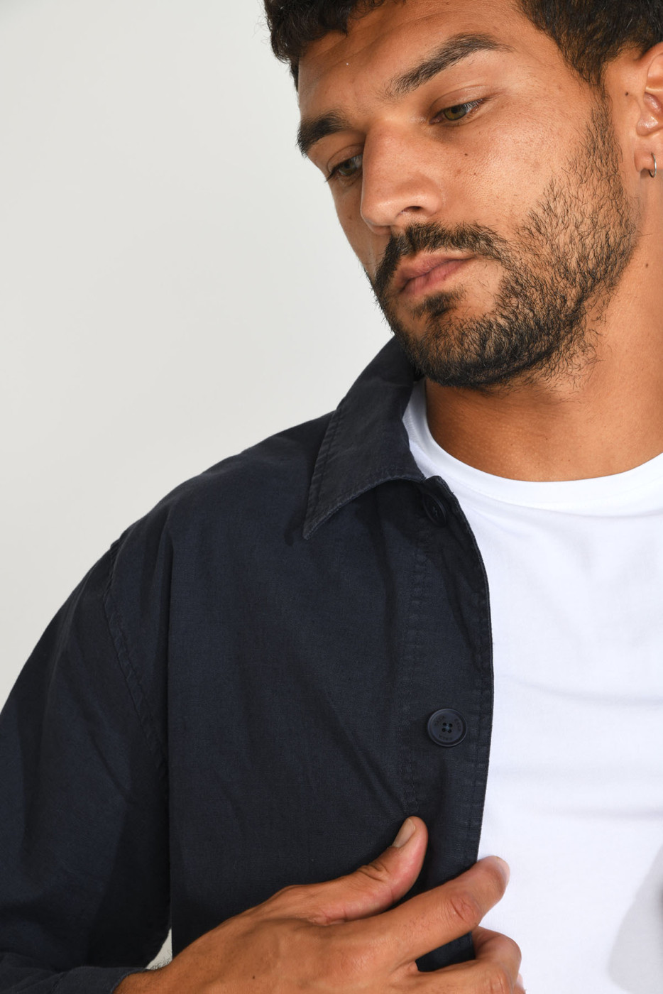 Veste surchemise bleu marine EMILE CESANO - 7