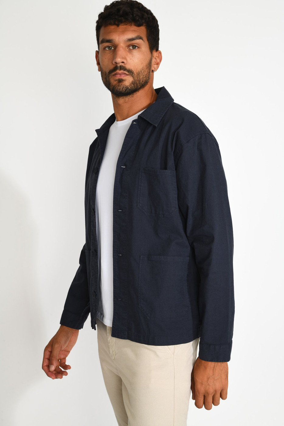 Veste surchemise bleu marine EMILE CESANO - 9