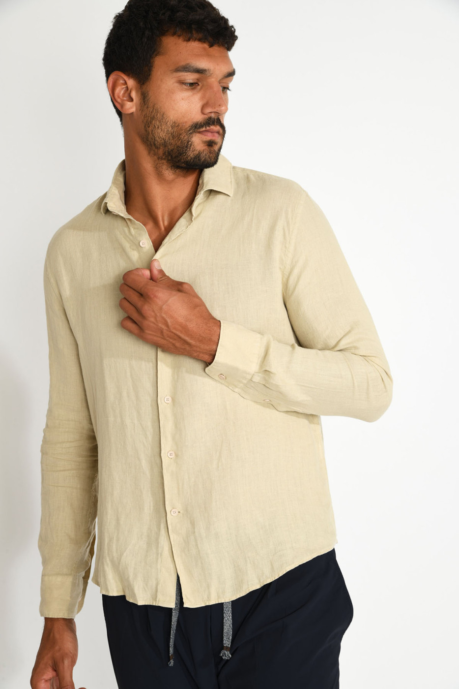 Chemise beige QUENTIN PISE matière coton - 1