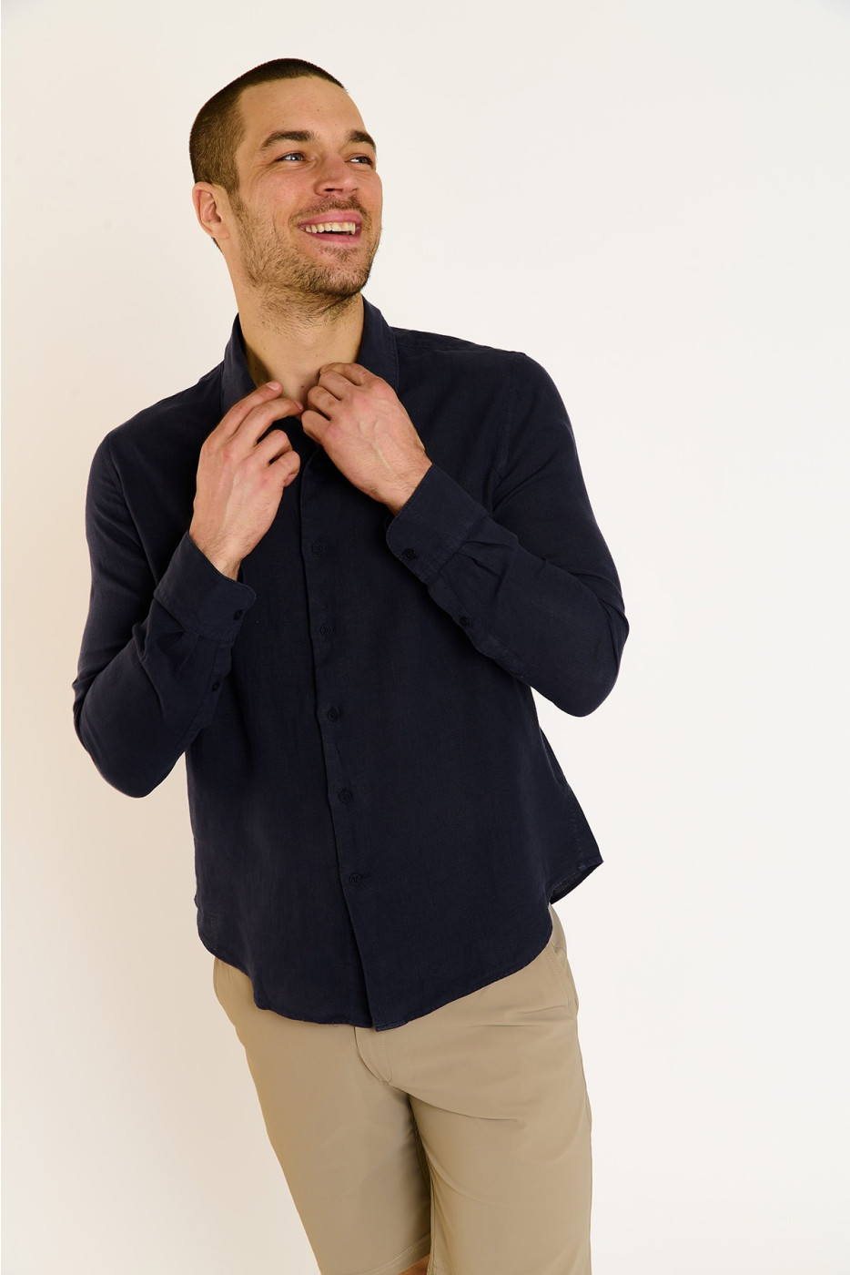 Chemise bleu marine QUENTIN PISE matière coton - 3