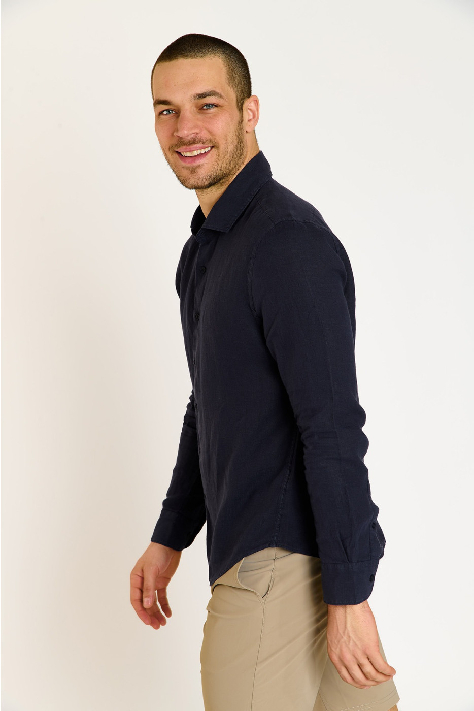 Chemise bleu marine QUENTIN PISE matière coton - 4