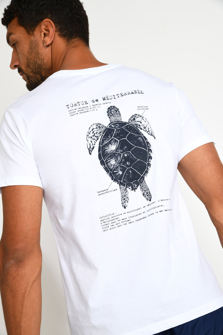 T-shirt blanc imprimé tortue THEOTORTU NAVIGLIO
