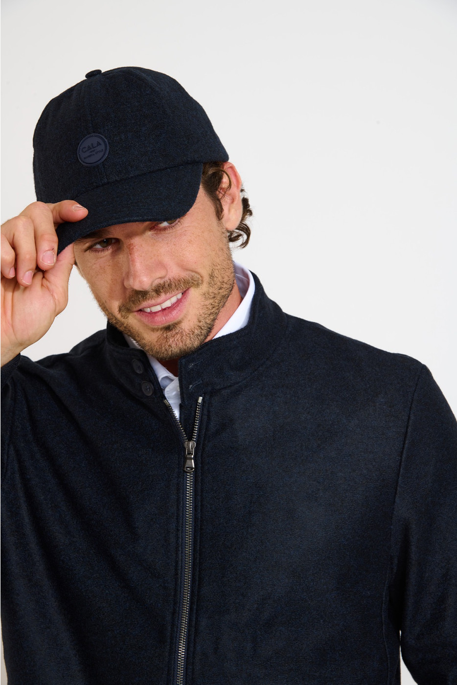 Casquette en laine bleu marine ALBERT VALENCE - 1