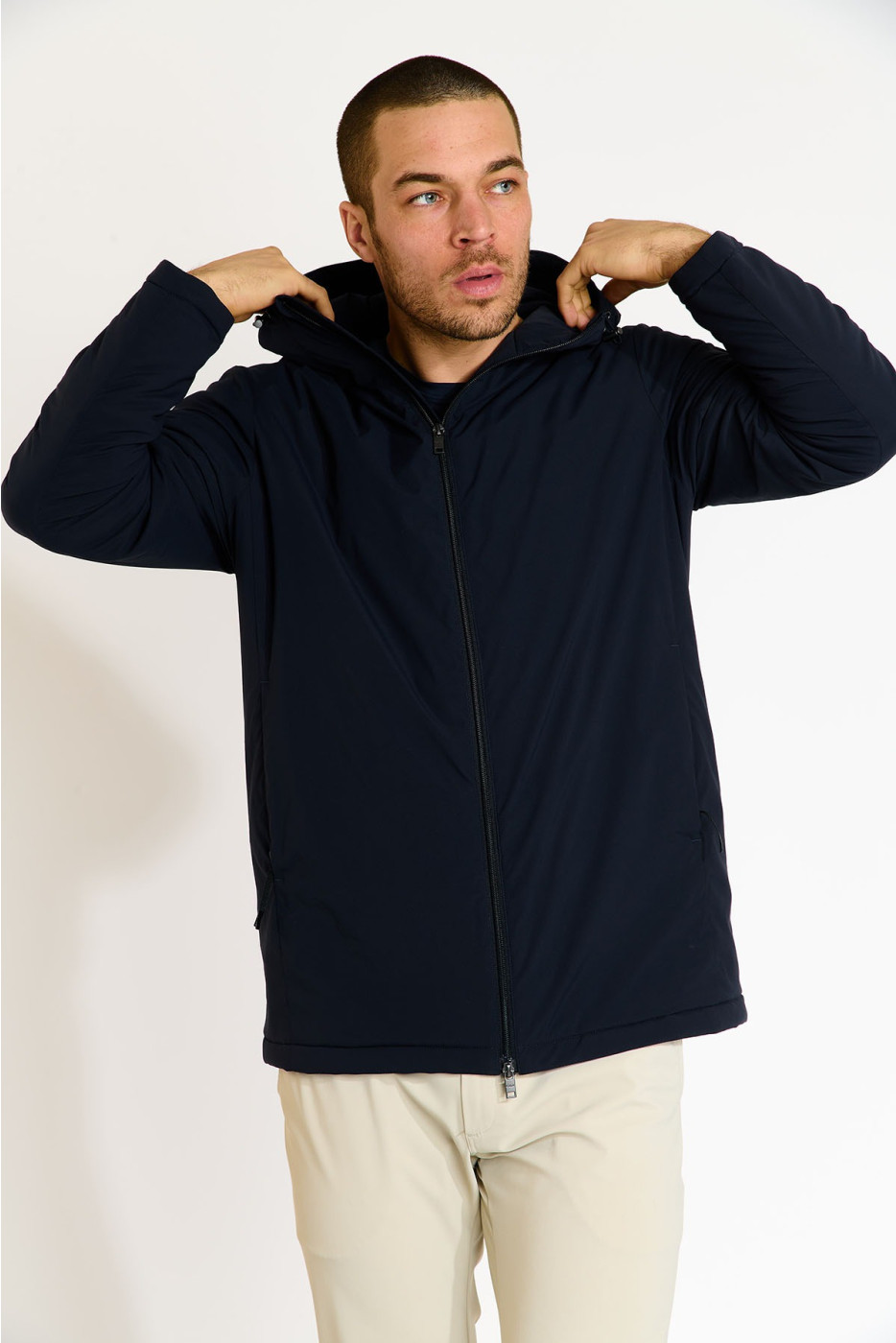 Parka à capuche bleu marine ALFONSE MORANO - 7