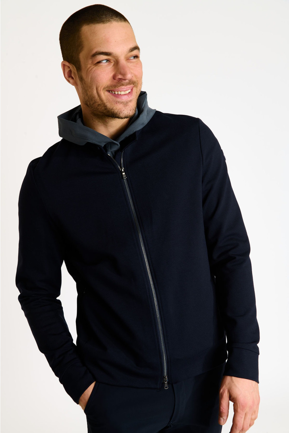 Veste zippée bleu marine IVANO MATERA - 2