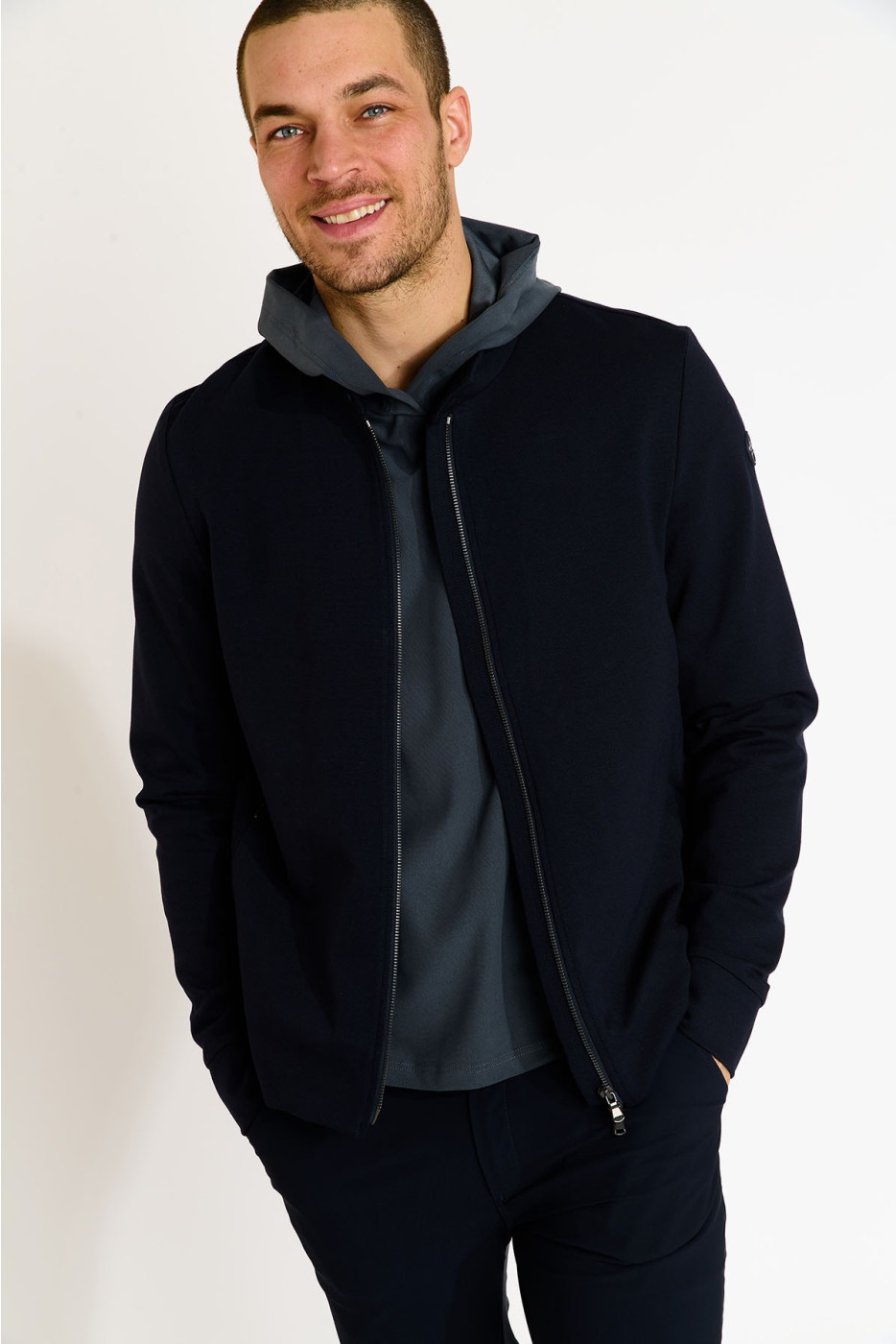 Veste zippée bleu marine IVANO MATERA - 7