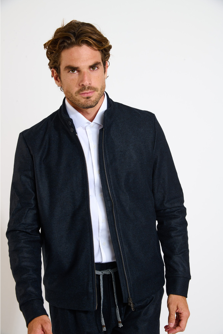 Veste zippée bleu marine à col montant IVANO VALENCE