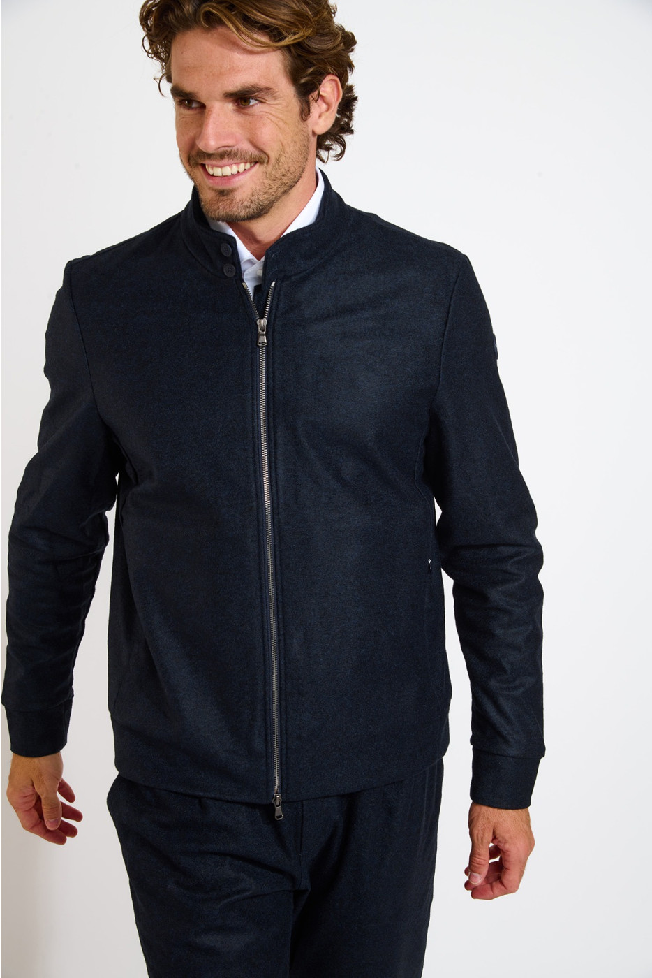 Veste zippée bleu marine à col montant IVANO VALENCE