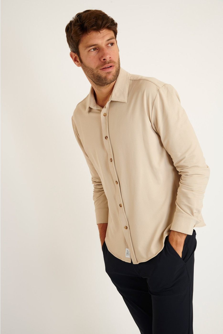 CHEMISE MANCHES LONGUES BEIGE ALAIN PAGANI - 3