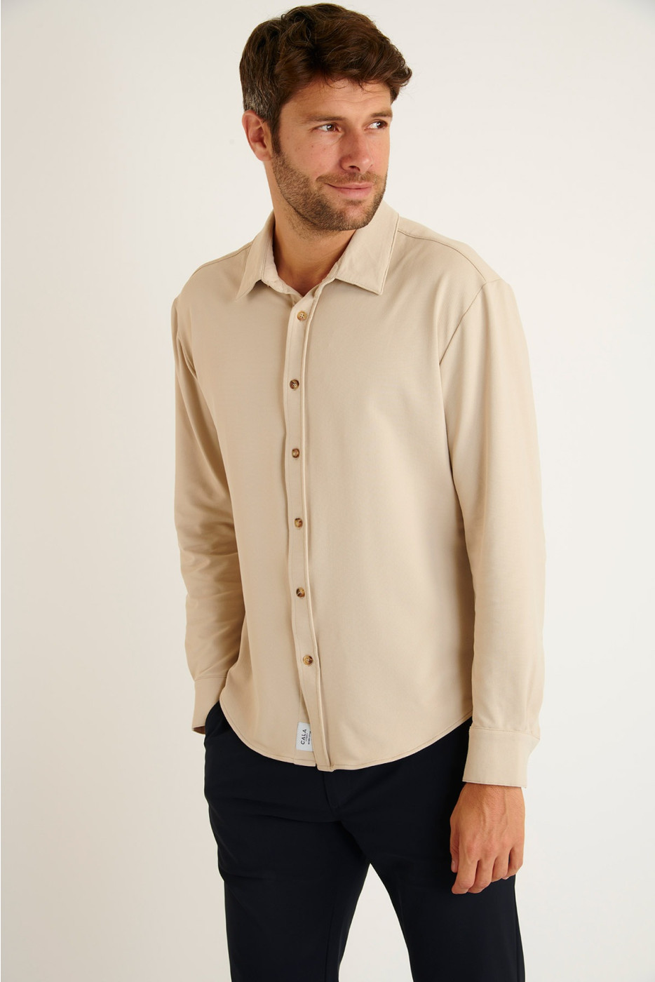 CHEMISE MANCHES LONGUES BEIGE ALAIN PAGANI - 4
