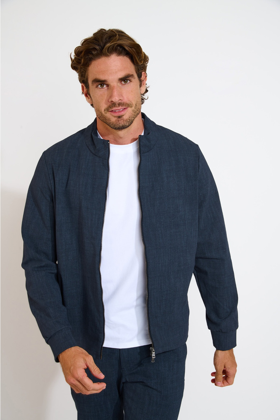 Veste zippée bleu marine à col montant LUC LIVOURNE - 2
