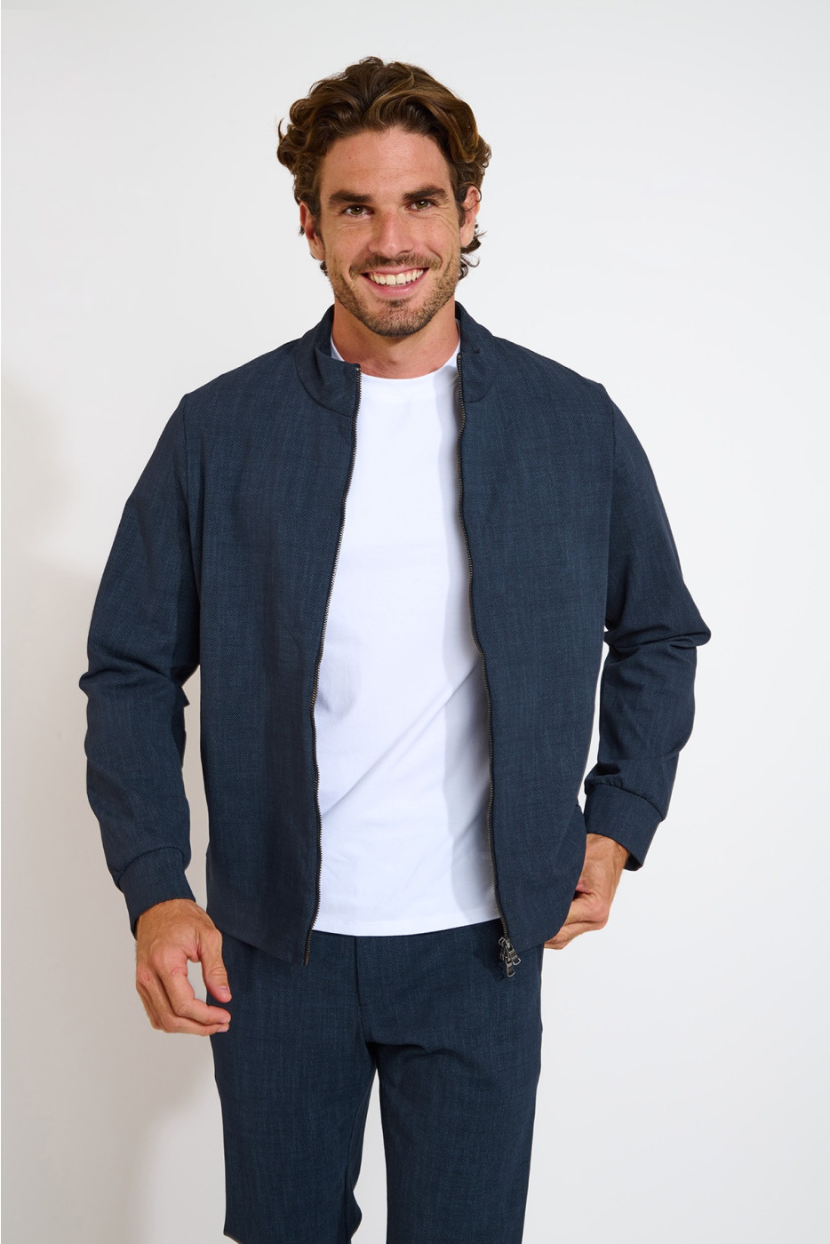 Veste zippée bleu marine à col montant LUC LIVOURNE - 3