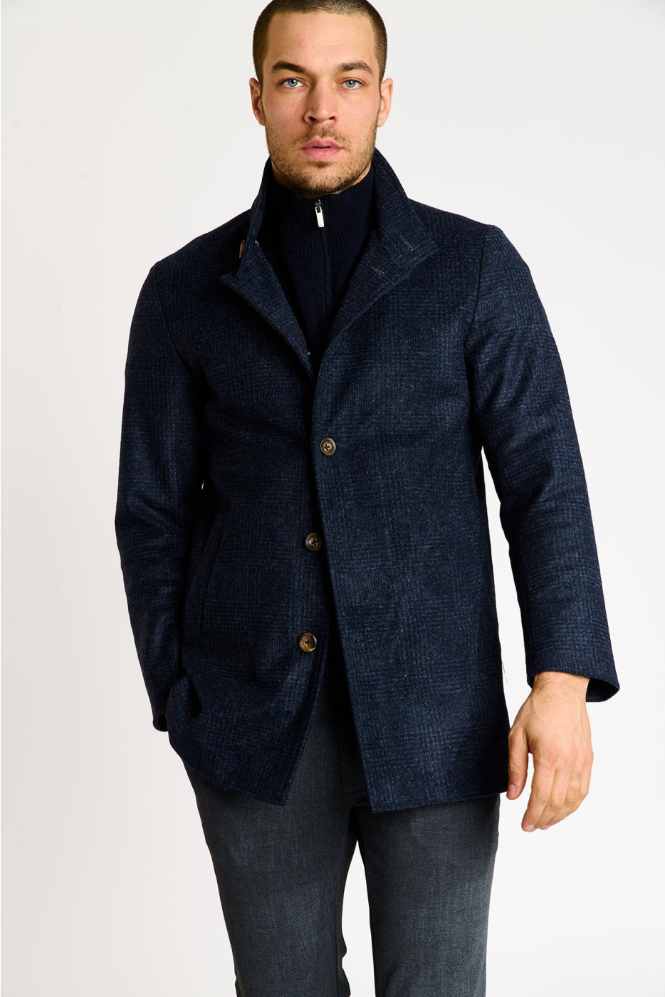 Manteau bleu marine UMBERTO GROSSETO - 7