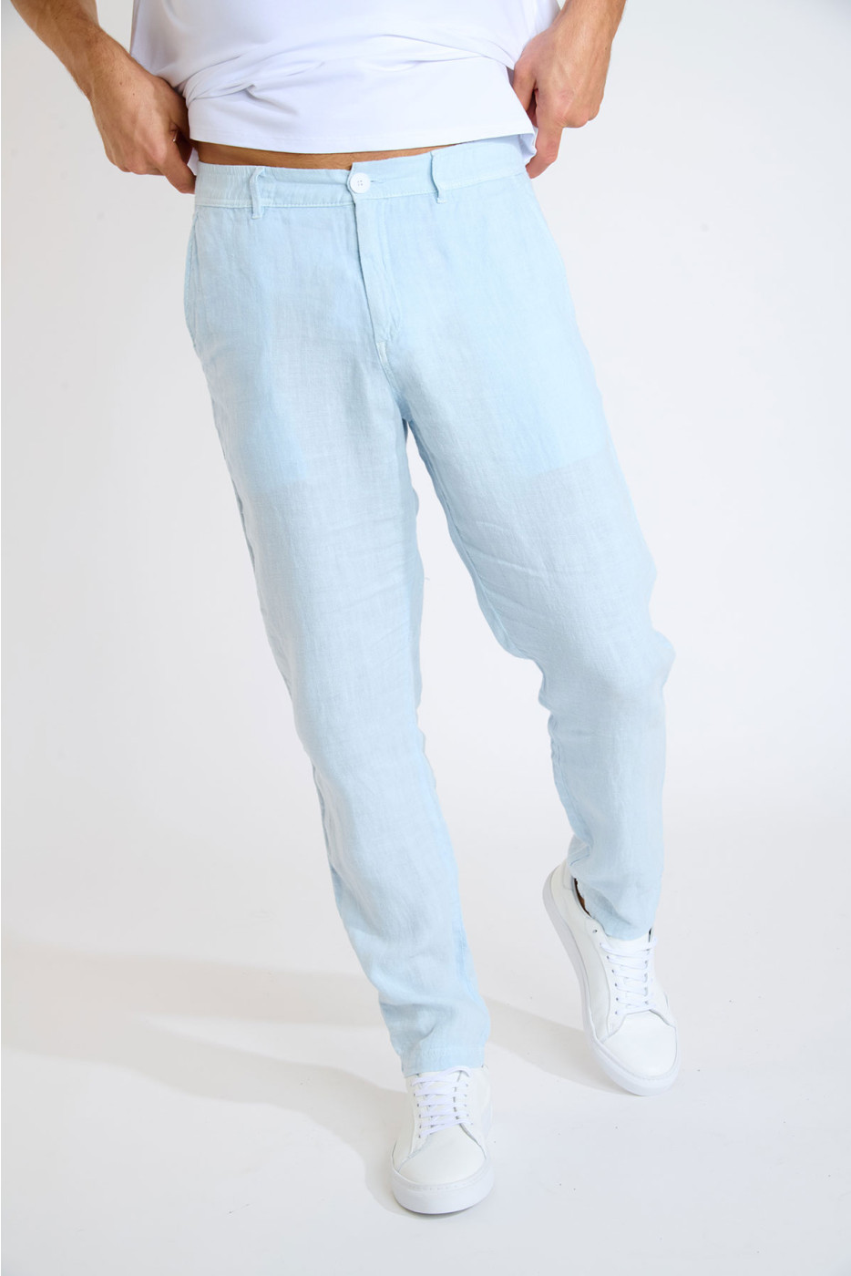 Pantalon chino bleu ciel AURELIO LINDYE