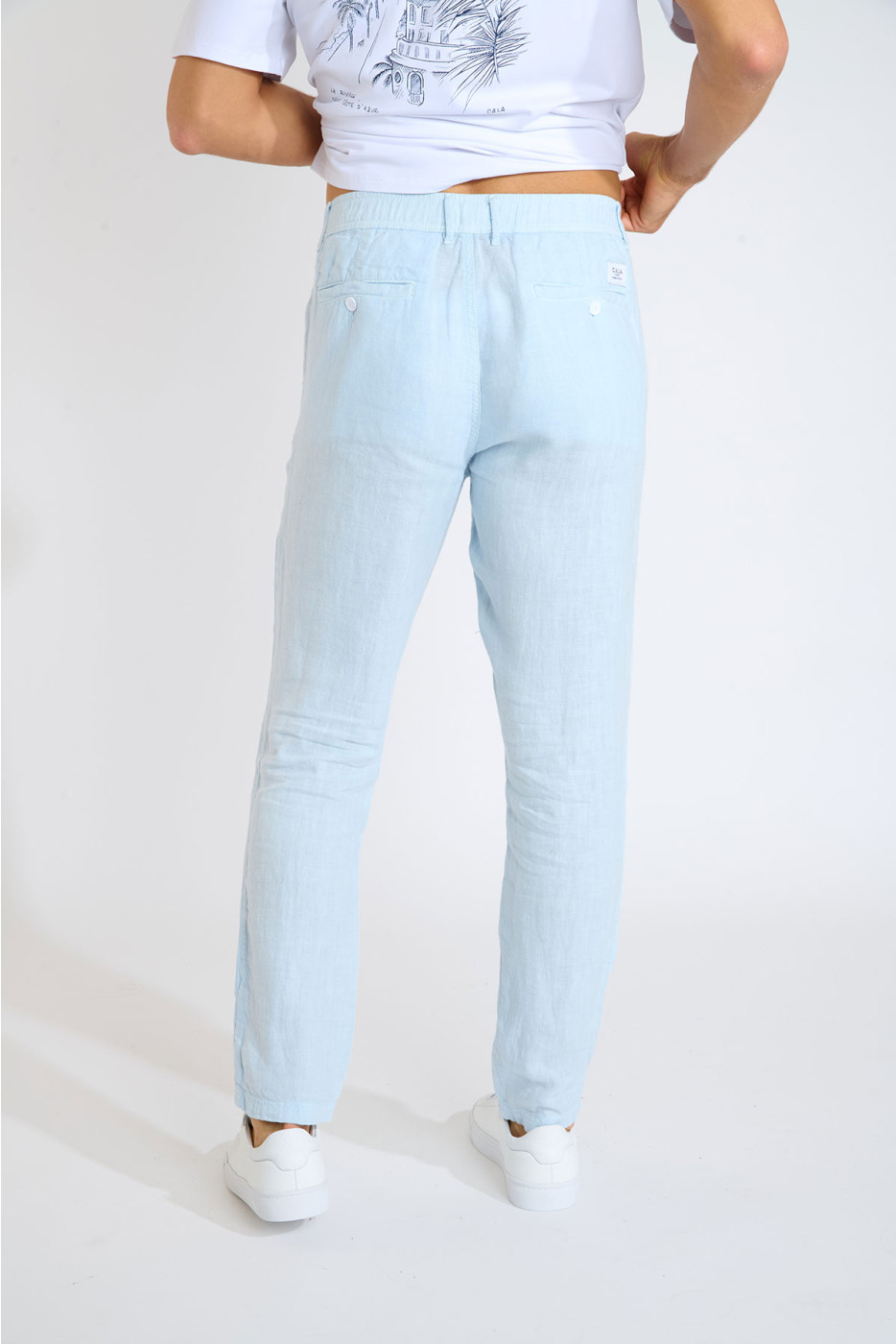 Pantalon chino bleu ciel AURELIO LINDYE
