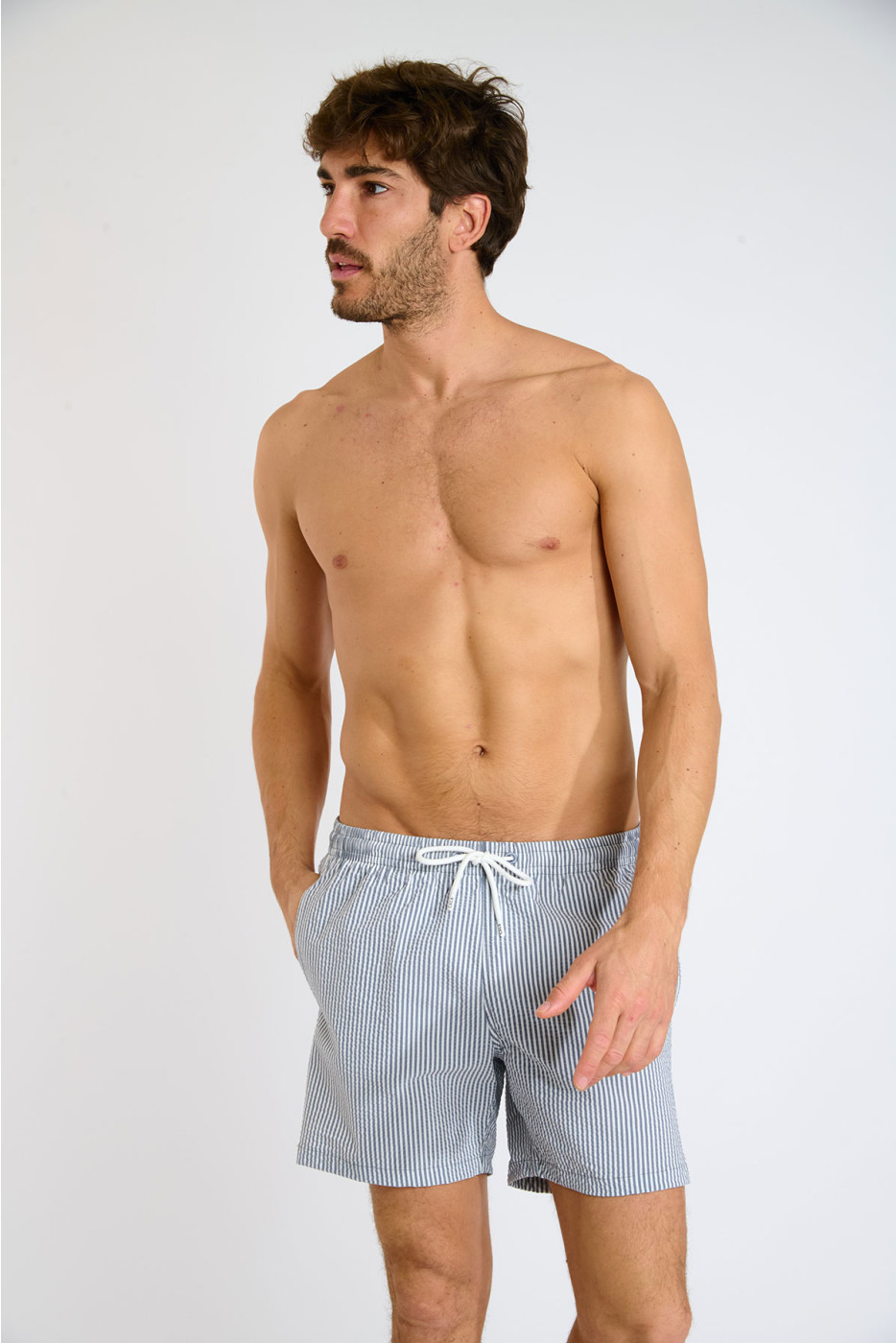 Short de bain à rayures bleu marine et blanc EMILIO EQUENSE - 6