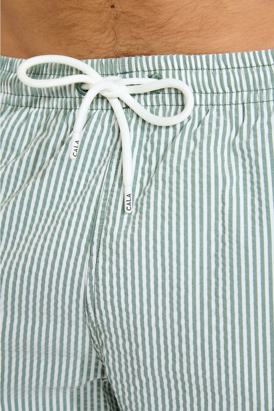 Short de bain à rayures kaki et blanc EMILIO EQUENSE - 4