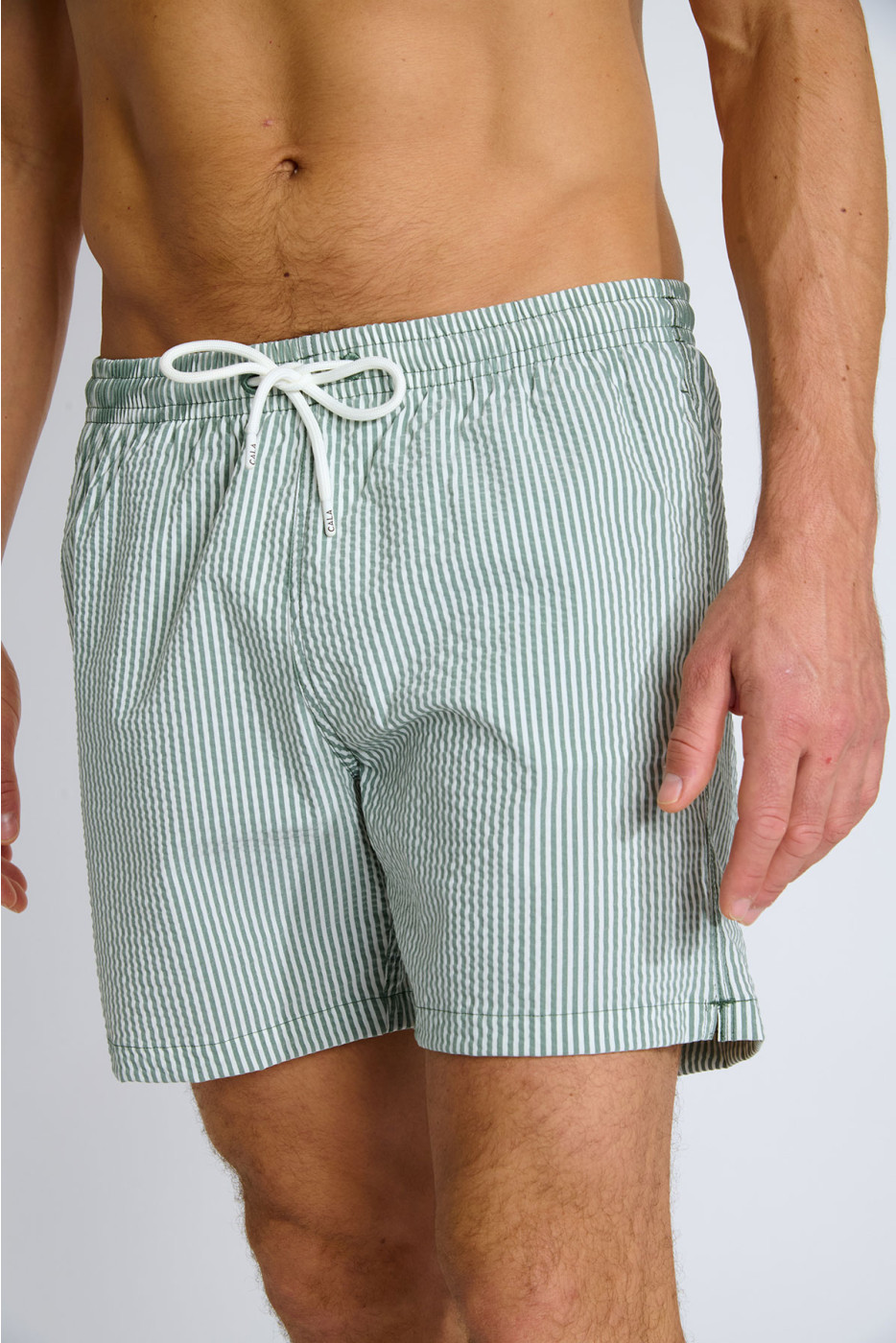 Short de bain à rayures kaki et blanc EMILIO EQUENSE - 5